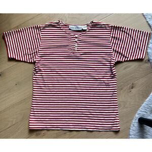 Vintage 90's Needle & Thread Striped Snap Neck Tee Women's Medium